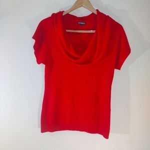 Express Red Cowl Neck Short Sleeve Sweater